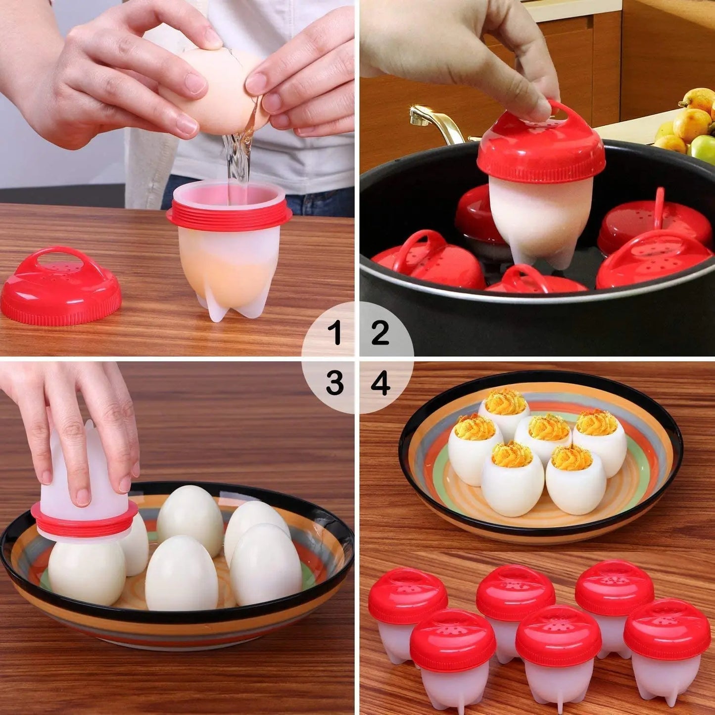 1pcs BPA Free Silicone Egg Boiler Steamer Non-stick Silicone Egg Cook Cups Fast Egg Poacher for Breakfast Kitchen Cooking Tool