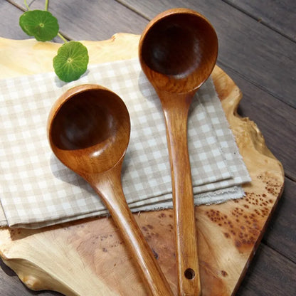 1PC Wooden Large Capacity Soup Spoon Kitchen Use A Spoon To Handle High Temperature Cooking Convenient And Durable