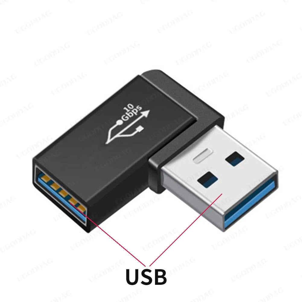 USB C to USB 3.0 Aluminum Adapter USB A 3.0 Female to 90 Degree 3.1 Type C Male Converter for Smartphone Flash Drives