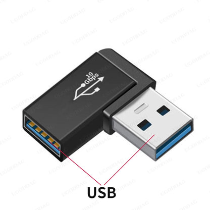 USB C to USB 3.0 Aluminum Adapter USB A 3.0 Female to 90 Degree 3.1 Type C Male Converter for Smartphone Flash Drives