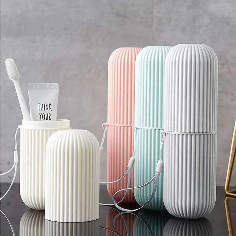 Travel Toothbrush Cup Box Round Plastic Portable Toothpaste Holder Home Organizer Storage Case Stand Bathroom Accessories