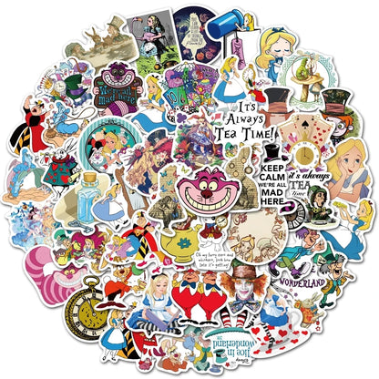 10/30/50PCS Disney Movie Alice in Wonderland  Stickers Cute Cartoon Decals DIY Luggage Laptop Phone Guitar Toy Sticker For Kids