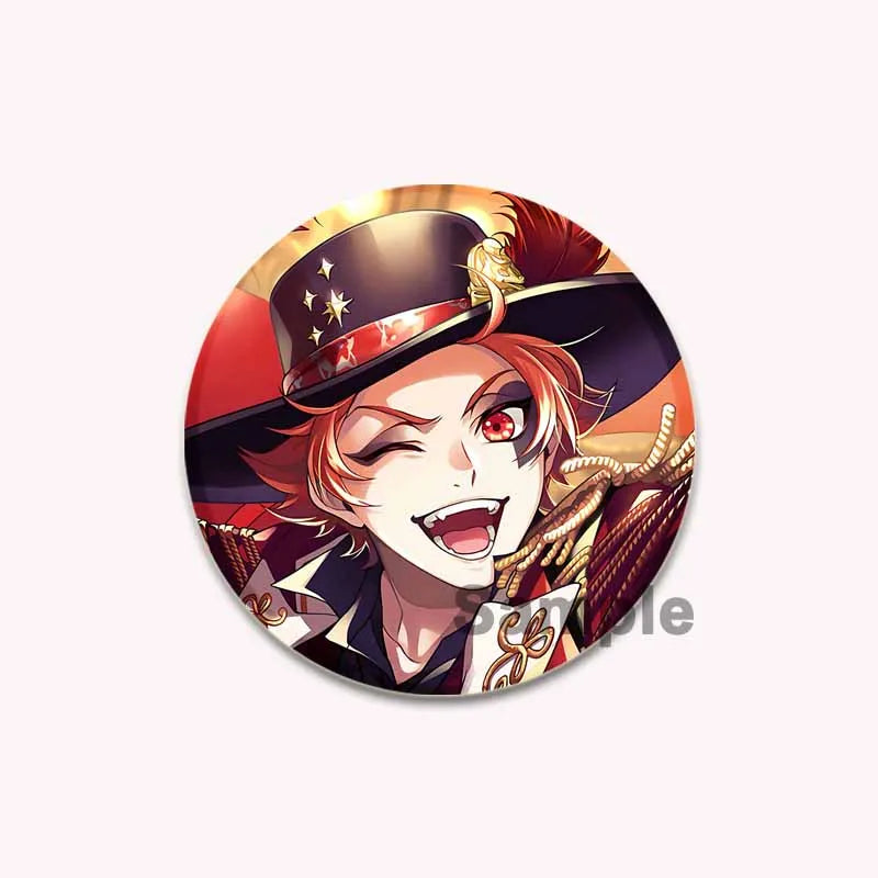 Twisted Wonderland Tinplate Pins Round Cartoon Brooches for Backpack Cothes Accessories Anime Collection Badge Decoration Gift