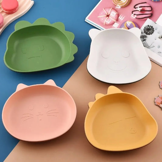 Cartoon Animal Desktop Split Bone Dish Creative Thickened Anti-drop Dinosaur Bear Cat Shaped Fruit Plate Plastic Tableware Snack