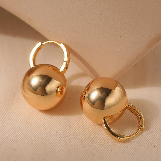 Metallic Ball Earrings Trend Fashion Personality Smooth Party Gifts Simple Exquisite Women Elegant Charm Jewelry Unique RG0192