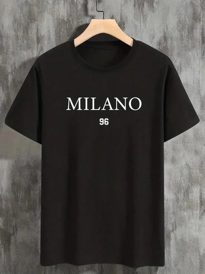 'Milano 'Tee, Summer Crew Neck, Men's Short Sleeve Cotton T-Shirt, Casual Wear, Men's Clothing