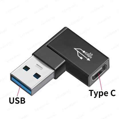 USB C to USB 3.0 Aluminum Adapter USB A 3.0 Female to 90 Degree 3.1 Type C Male Converter for Smartphone Flash Drives