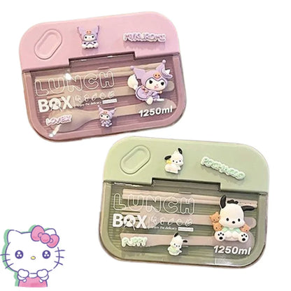 Sanrio Kuromi Large Capacity Lunch Box Cartoon Pochacco Lunch Box Portable Student Office Split Sealed Portable Lunch Box