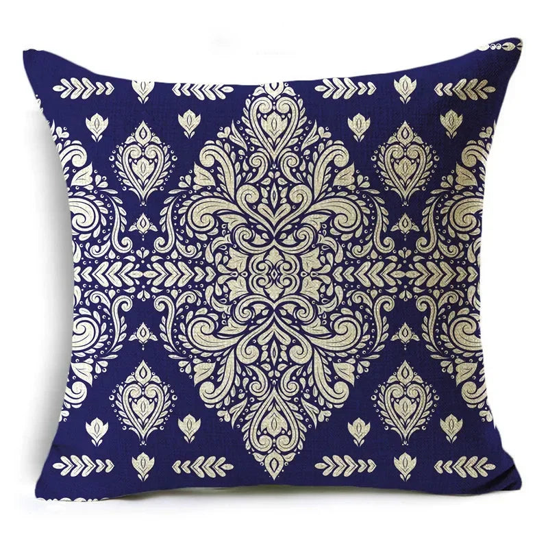 Traditional Style Blue and White Porcelain Pattern Printing Personality Pillowcase Cushion Cover Sofa Decor 40cm/45cm/50cm