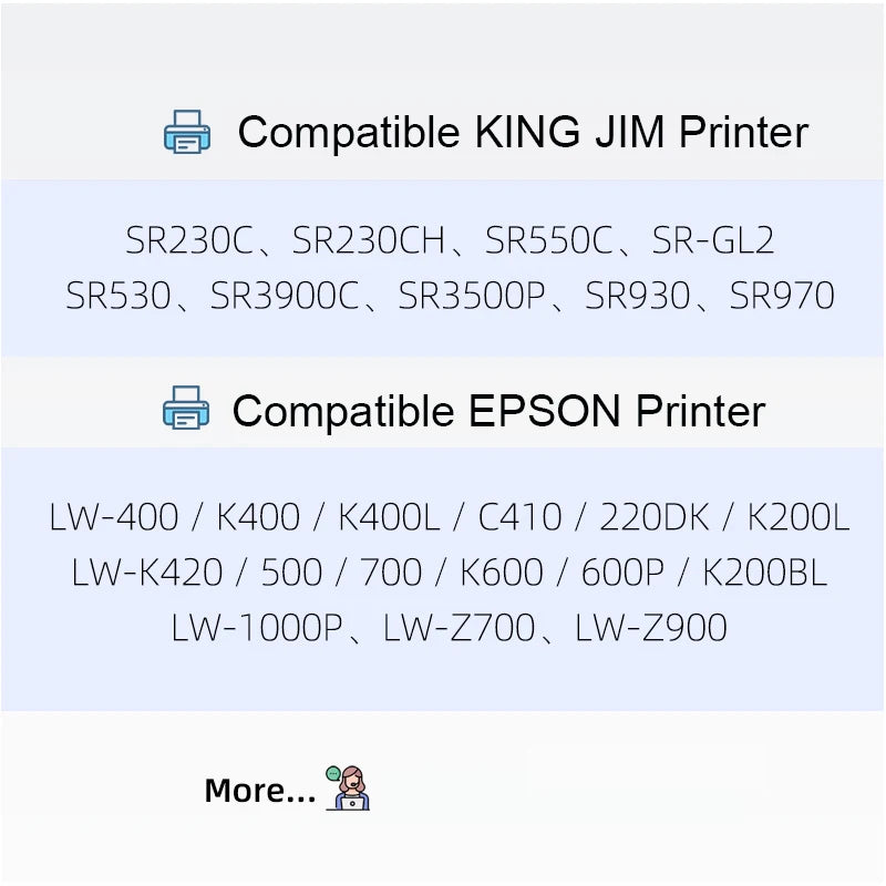 12mm SFR12SK SFR12RZ Tapes Compatible for Epson SFR12PK SFR12ZK SFR12GZ SFR12KZ SFR12PZ Satin Ribbon Labels for Epson LW-300 400