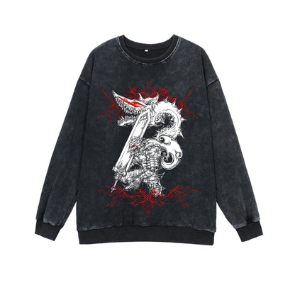 Berserk Anime Sweatshirts 100% Cotton Men Women Guts Manga Print Tshirt Long Sleeve Gothic Harajuku Pullover Vintage Streetwear