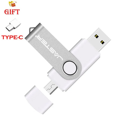 JASTER Free Custom Logo USB Flash Drives 128GB High Speed 2 IN 1 USB 2.0 Pen Drive 64GB 32GB 16GB Black Creative Gift 8GB 4GB