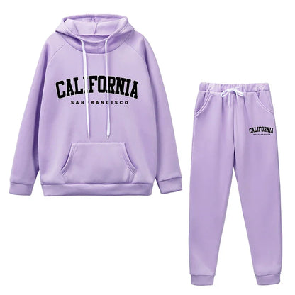 Womens Tracksuit California Letter Printing Hooded Sweatshirts Suit HighQuality Fashion Casual Pants Sets JoggingSports Clothing