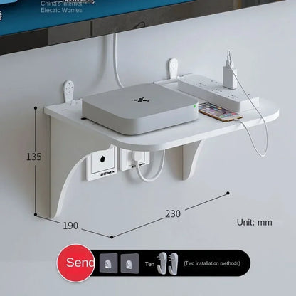 Wall Mount Storage Rack Organizer Router TV Set Top Box Floating Shelf Multi Tap Outlet Board Hidden Bracket