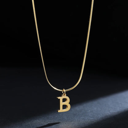 Stainless Steel Initial Necklace for Women A-Z Alphabet Gold Color Snake Chain Choker Necklaces Letter Collar Pendant Jewelry