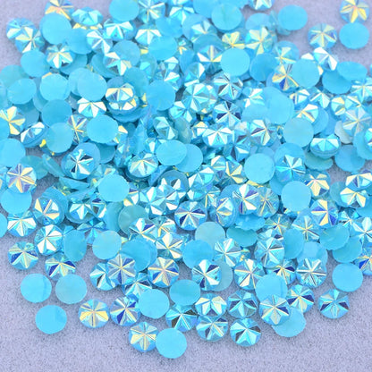 JUNAO 500pcs 5mm Purple AB Resin Flower Rhinestone Flatback Crystal Appliques Round Nail Stone Non Hotifix Strass Stickers