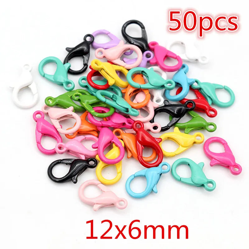 New Fashion Multi-colors Mixed Alloy Open Rings Lobster Clasp Hooks Ball Chains DIY Jewelry Making Findings Supplies