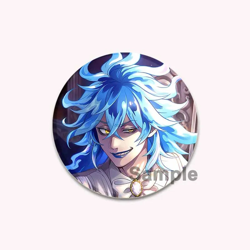 Twisted Wonderland Tinplate Pins Round Cartoon Brooches for Backpack Cothes Accessories Anime Collection Badge Decoration Gift