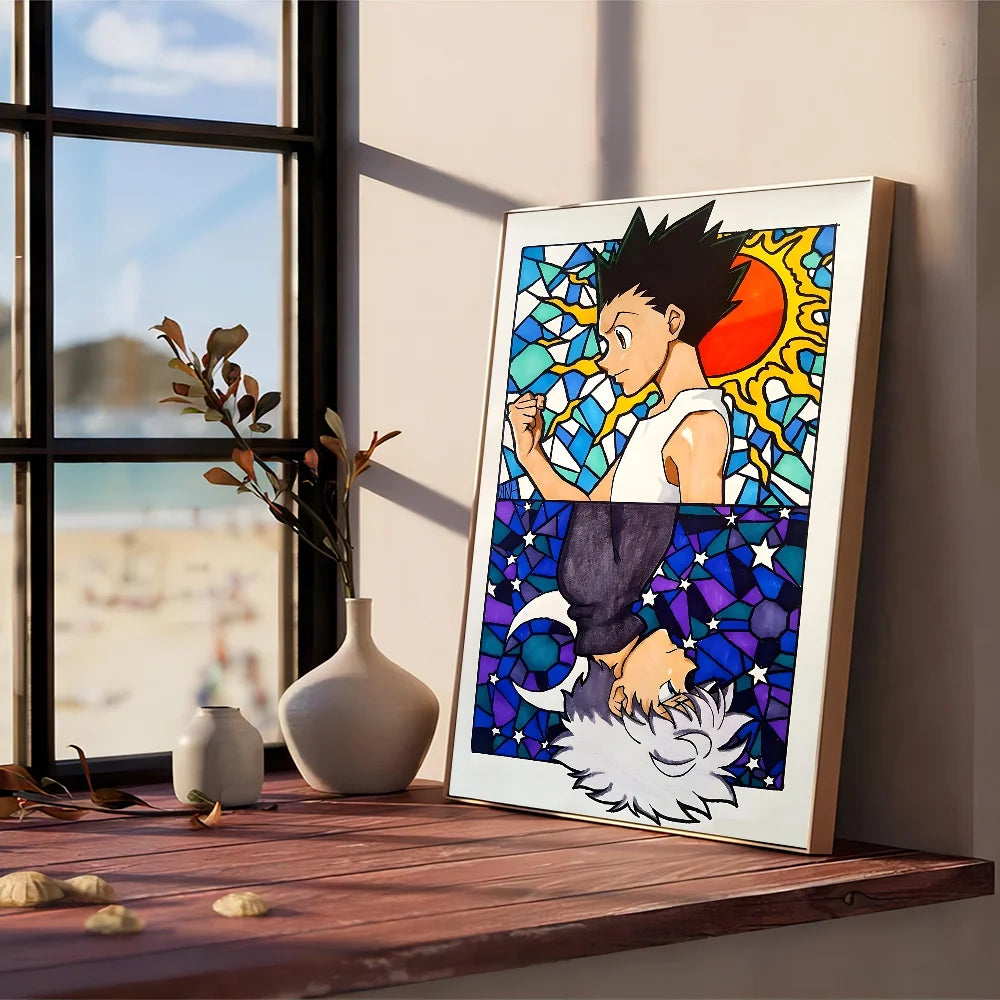 Hunter X Hunter Manga Anime  Self-adhesive Art Poster Retro Kraft Paper Sticker DIY Room Bar Cafe Stickers Wall Painting