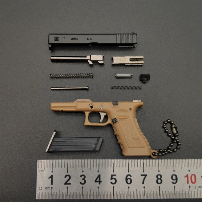 1:3 G17 Pistol Model Metal Mini Toy Gun Detachable DIY Semi-alloy Keychain Pendant Ornaments Children's Toy