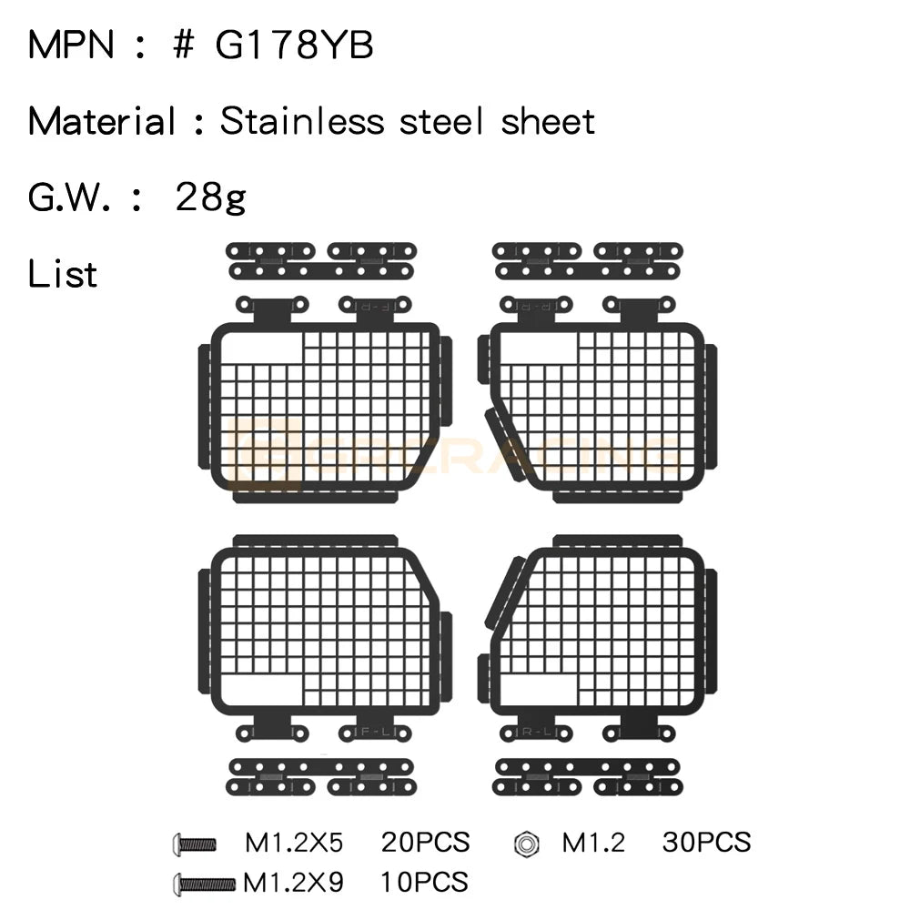 Grc Stainless Steel Reversible Window Guard Mesh For Traxxas 1/18 Trx4m Defender Upgrade Option Parts #g178ys/b