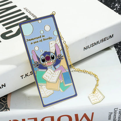 Disney Cute Stitch Creative Metal Bookmark for Book Lover Gift Lovely Stitch Duck Tassel for School Office Reading Supplies Mark