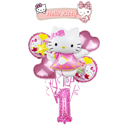 Ballon Sets Hello Kitty Party Supplies Anime Figure Foil Inflate Ballon Happy Birthday Party Children's Decoration Baby Shower