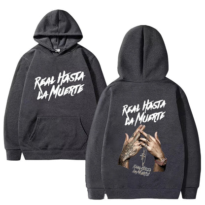 Hot sale Anuel Aa Real Hasta La Muerte Album print Hoodie Men Women vintage Casual Sweatshirt Unisex Fleece Long sleeve pullover