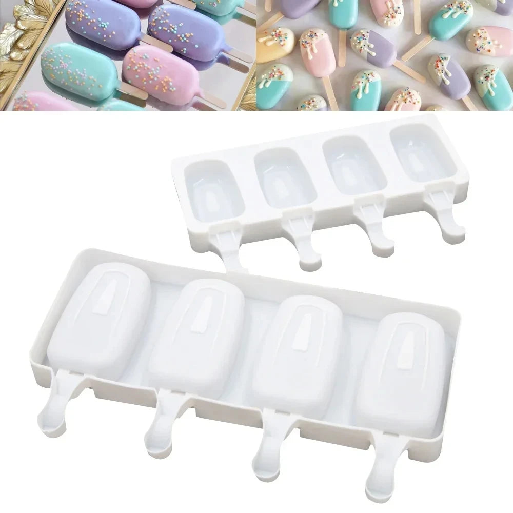 1 4-grid Universal Silicone Mold DIY Ice Cream Mold Popsicle Mold Ice Cube Silicone Ice Cream Mold Ice Cream Mold