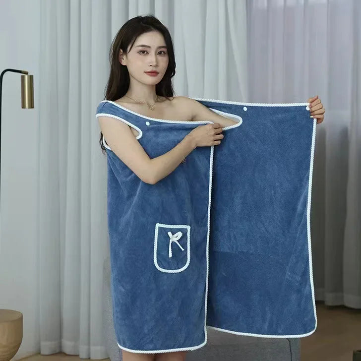 2024 Coral Velvet Bath Skirt Soft Absorbent Thickened with Edging Adult Women Chest Wrapped Wearable Bath Towel