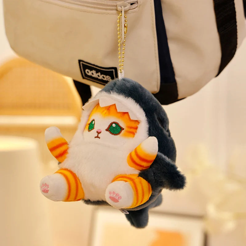 6Pcs/lot Shark Cat Keychain Plush Students Schoolbag Pendant Backpack Keyhook Cute Soft Animal Stuffed Doll Toy Kids Gift