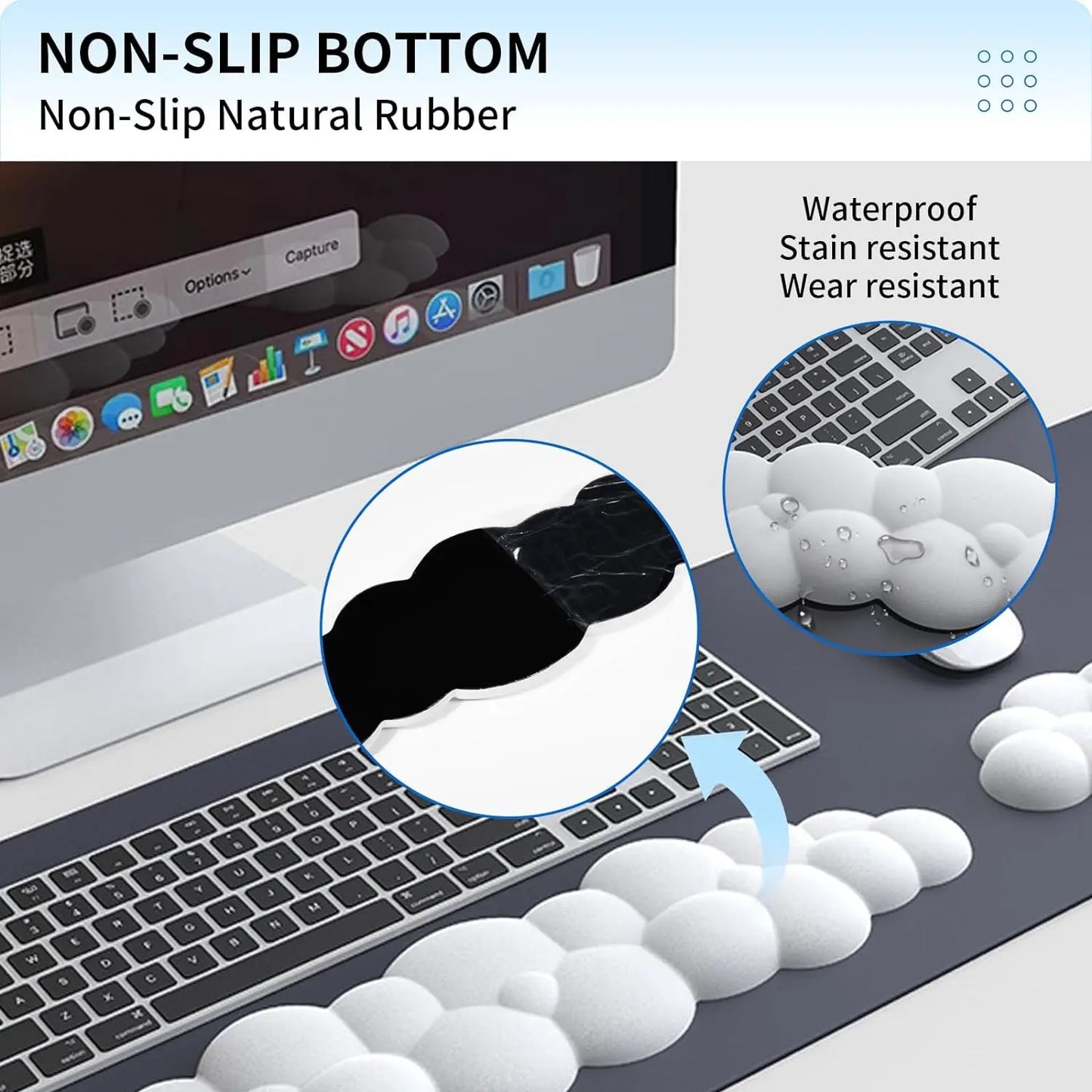 Keyboard Cloud Wrist Rest Pad,Cloud Mouse Arm Wrist Rest Cute Memory Foam Palm Rest with Non-Slip Suitable for Office Home