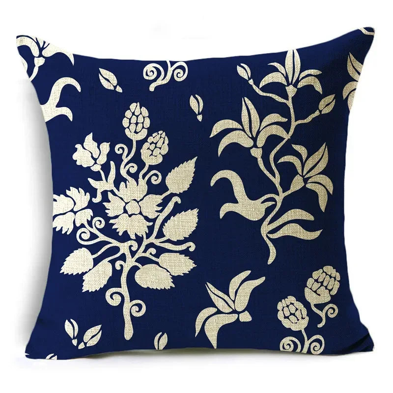 Traditional Style Blue and White Porcelain Pattern Printing Personality Pillowcase Cushion Cover Sofa Decor 40cm/45cm/50cm