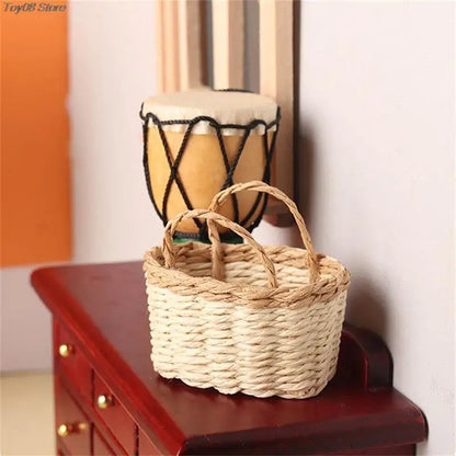 1PC 1:12 Dollhouse Miniature Storage Basket Vegetable Food Woven Frame Kitchen Model Decor Toy Doll House Accessories