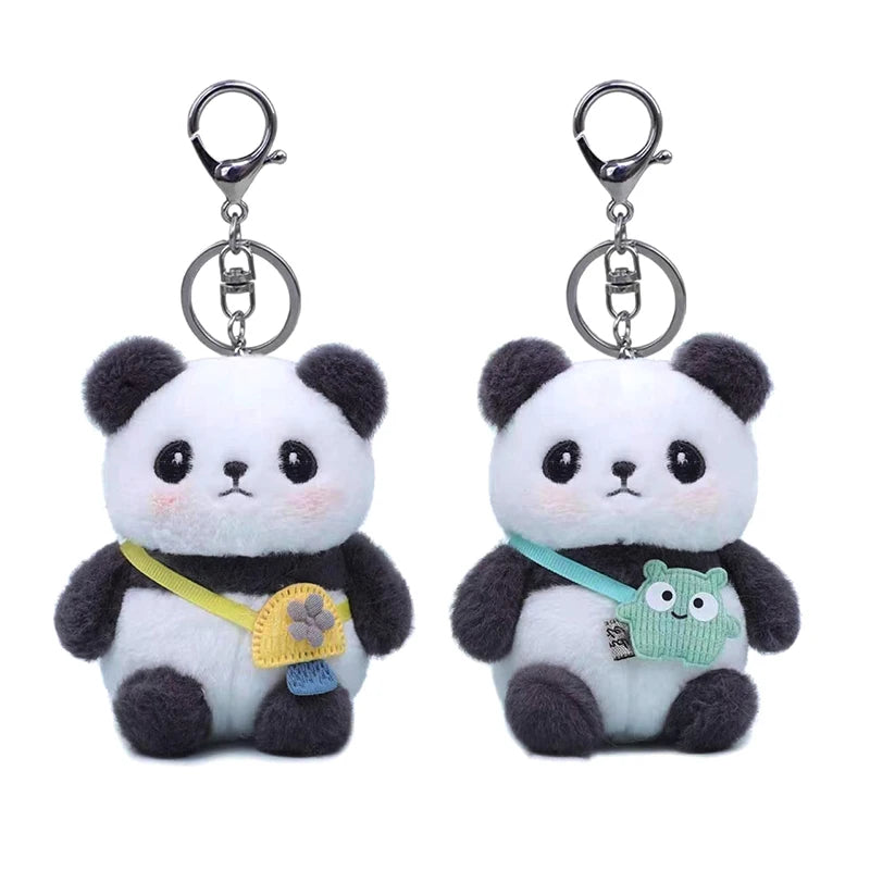 Plush Animal Keychains Cute Panda Doll Keyrings Creative Car Keys Accessories Couple Keychains Bag Kawaii Pendant Charms