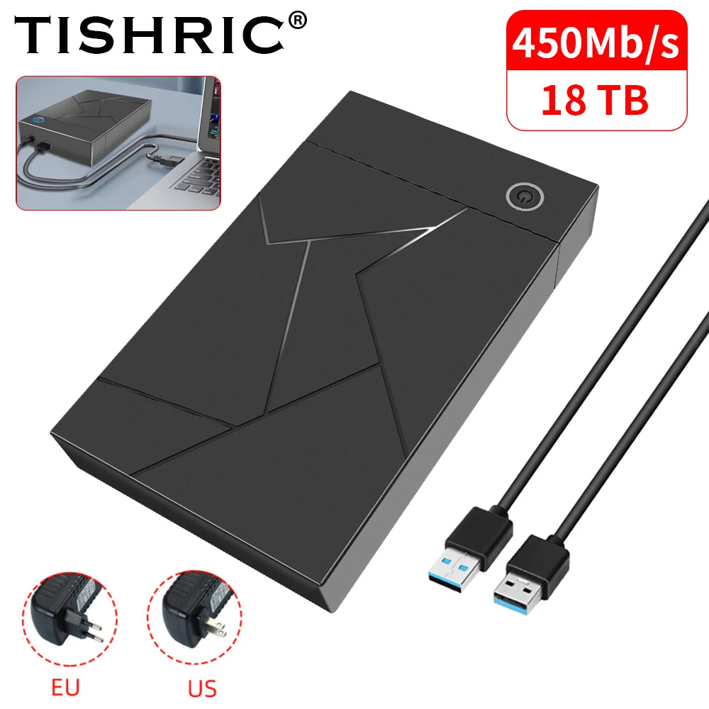 TISHRIC 3.5 Inch USB 3.0 to SATA Port SATA Hard Drive Case SSD Hard Drive Enclosure External Solid State Hard Disk Box HDD Case