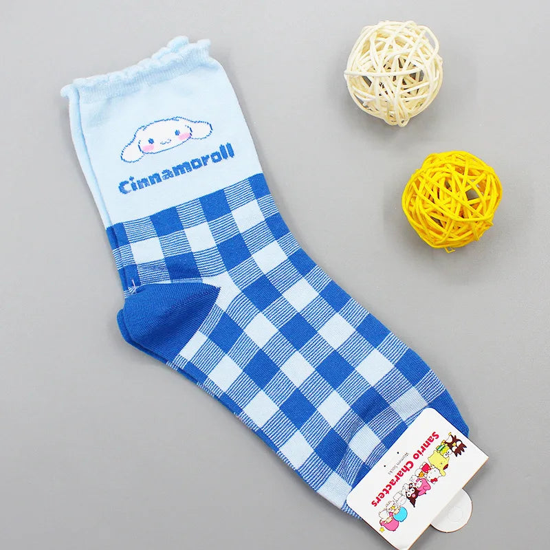 Sanrio Socks Cinnamoroll Hello Kitty  Kawaii My Melody Kuromi Cartoon Anime Cute Children Infant Cotton Warmer Sock  Gifts Girls