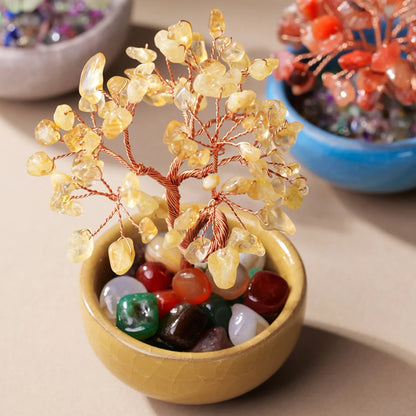 1PC Natural Crystal Tree Handmade Tree Copper Wire Life Small Bowl Flowerpot Base Reiki Healing Mineral Specimen Gifts Souveni