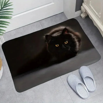 1pc Cute Cat Printed Mat,Thickened Soft Bath Mat For Bathroom, Water Absorbent Quick Dry Bath Mat, Machine Washable,Soft And Com