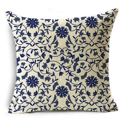 Traditional Style Blue and White Porcelain Pattern Printing Personality Pillowcase Cushion Cover Sofa Decor 40cm/45cm/50cm