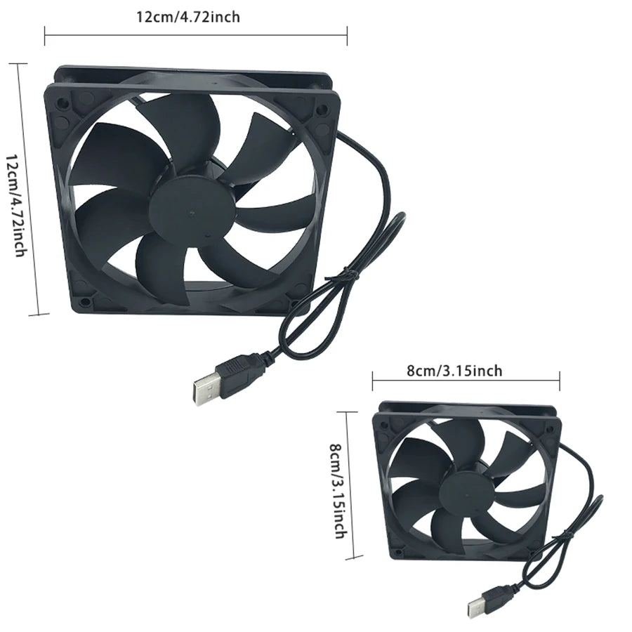 8/12cm USB Powered Computer PC Case Fan 120mm 5V Silent Chassis Cooler for Router TV Cat Cooling Screws Protective Net