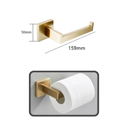 Brushed Gold Hardware Set Bathroom Shelf Towel Bar Rack Robe Hook Toilet Paper Roll Holder Black Bathroom Accessories Sets 4 Pcs