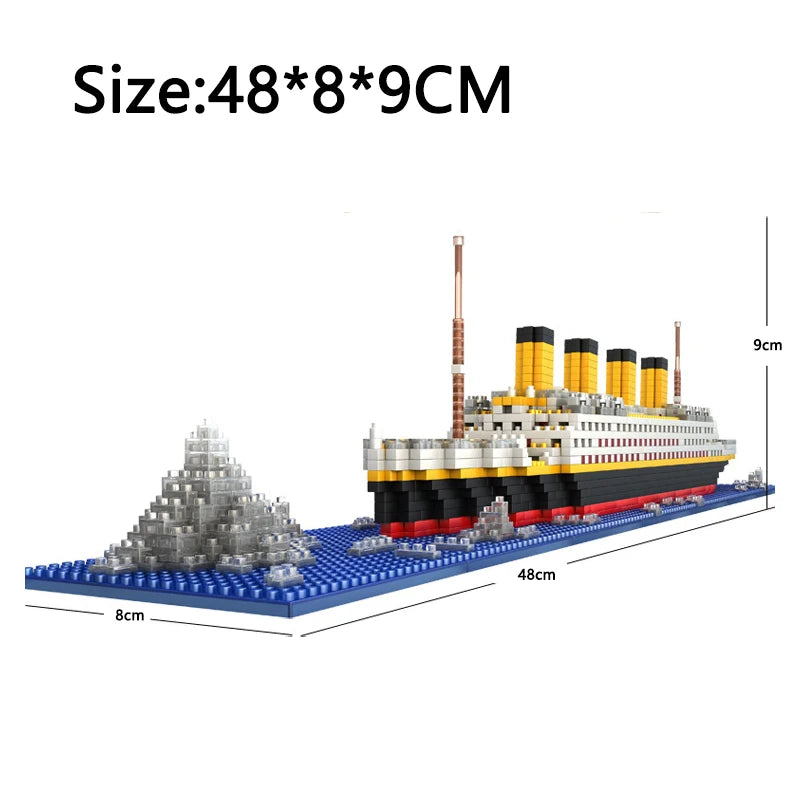 DIY Titanic Creative Luxury Iceberg Cruise Ship Boat Set City Model Building Blocks Bricks Toys For Children Birthday Gift