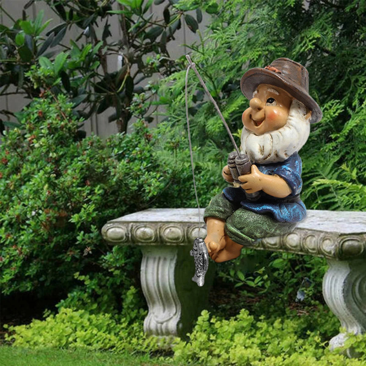 Fishing Gnome Garden Gnome Statue Naughty Gnome Garden Figurine Dwarf Sculpture Resin Ornament for Lawn Yard Balcony Decorations