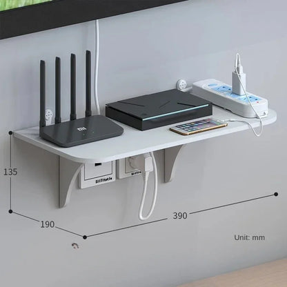 Wall Mount Storage Rack Organizer Router TV Set Top Box Floating Shelf Multi Tap Outlet Board Hidden Bracket