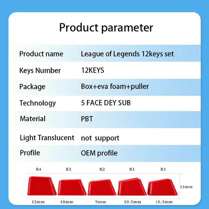 kayn keycaps League of Legends kayn keycaps  game keycaps OEM Profile 12keys PBT dye sub keycaps