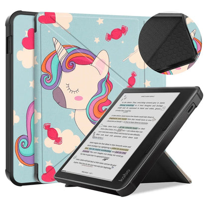 For Kobo Libra Colour Case 2024 7 Inch Multi-folding Stand Soft TPU Back Smart Shell for Kobo Libra Colour Cover Auto Sleep/Wake