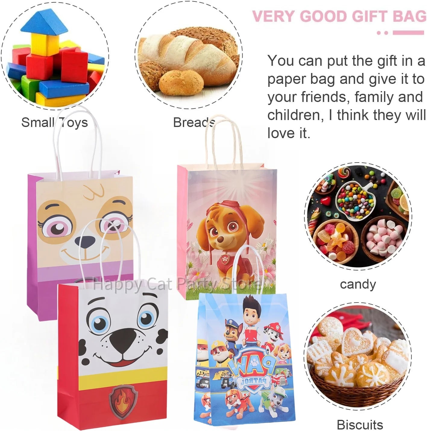 PAW Patrol Paper Gift Bags Birthday Decor dog skye candy Bag Patrol paw Biscuit Package boys Girls Favors Gifts Party Supplies