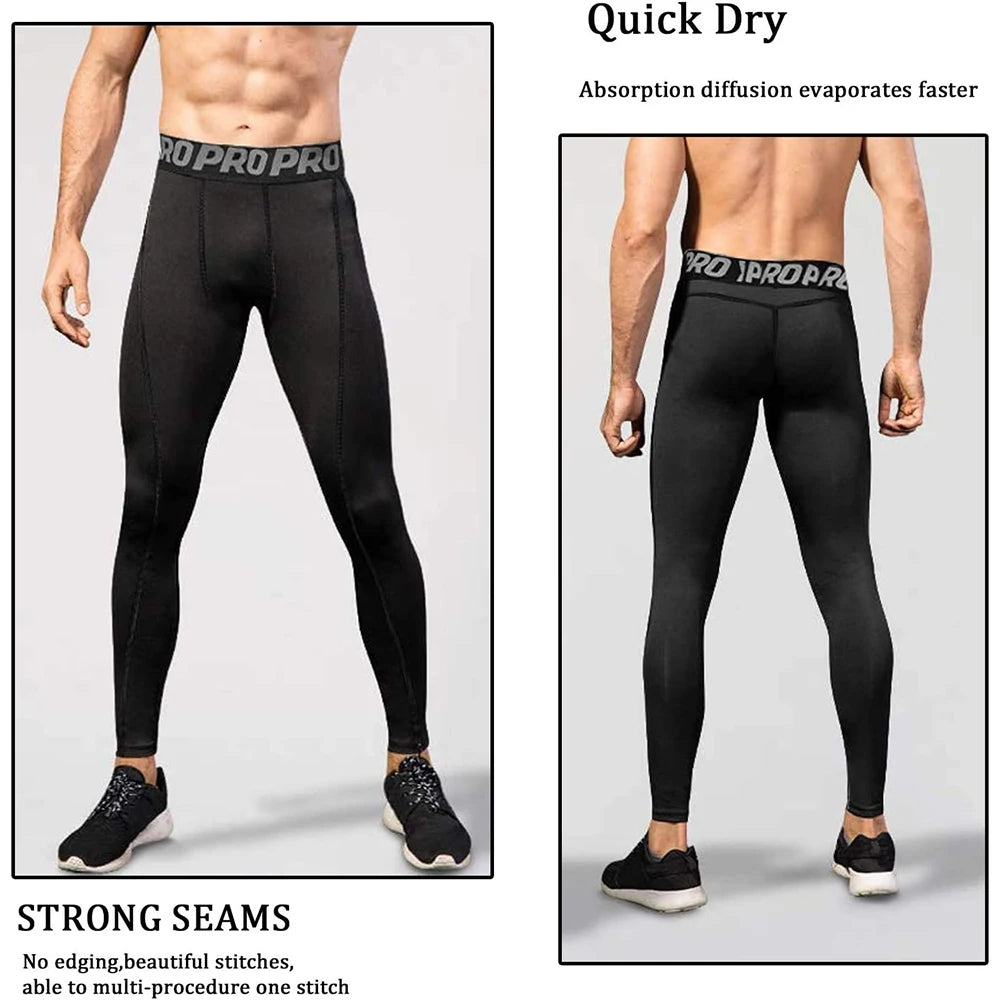 Men Compression Pants Quick Drying Running Basketball Leggings Workout Pants for Men Gym Tights Football Base Layers