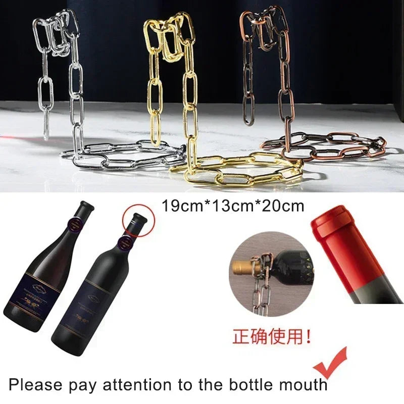 Magical Suspension iron Chain Wine Racks One Bottle Wine Display Racks Stand Holder Kitchen Dining room cellar Bar Decoration